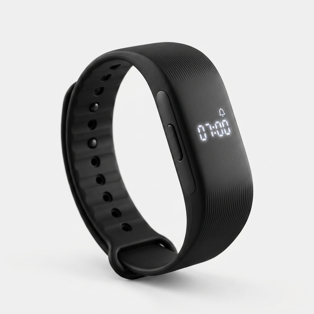 Réveil Silencieux OXYZENE - gros plan écran et bracelet