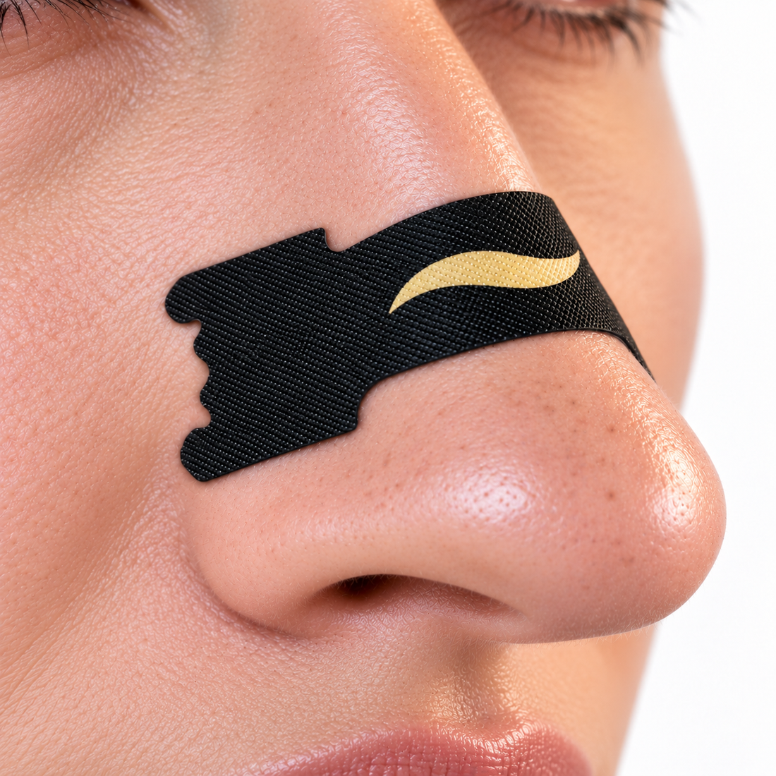 Bande nasale OXYZÈNE posée sur le nez, vue de profil