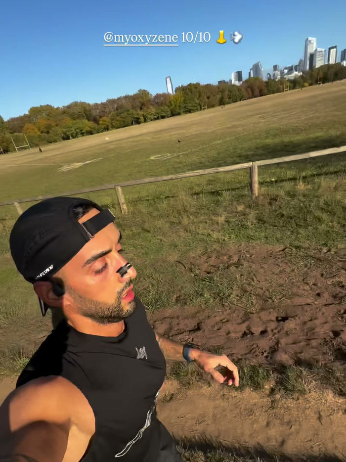 Dylan Amaral porte une bande nasale Oxyzène pendant sa sortie course