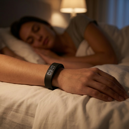 Réveil Silencieux OXYZENE porté au poignet la nuit