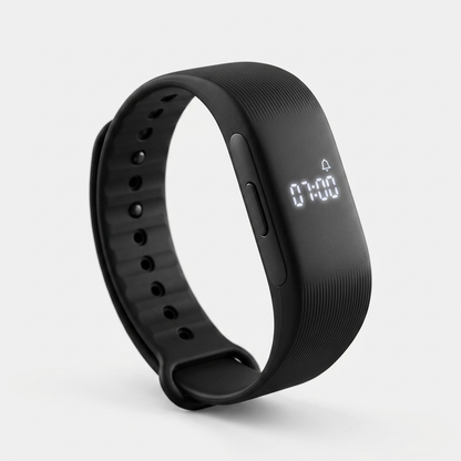 Réveil Silencieux OXYZENE - gros plan écran et bracelet